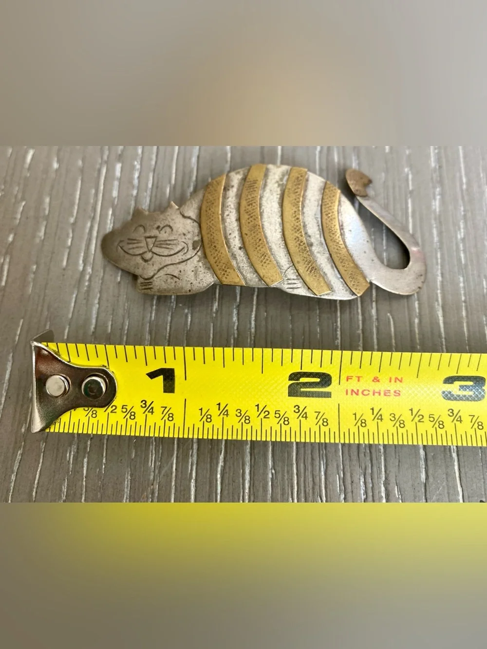 Gold & Silver Striped Cat Brooch - Women Jewelry Brooches